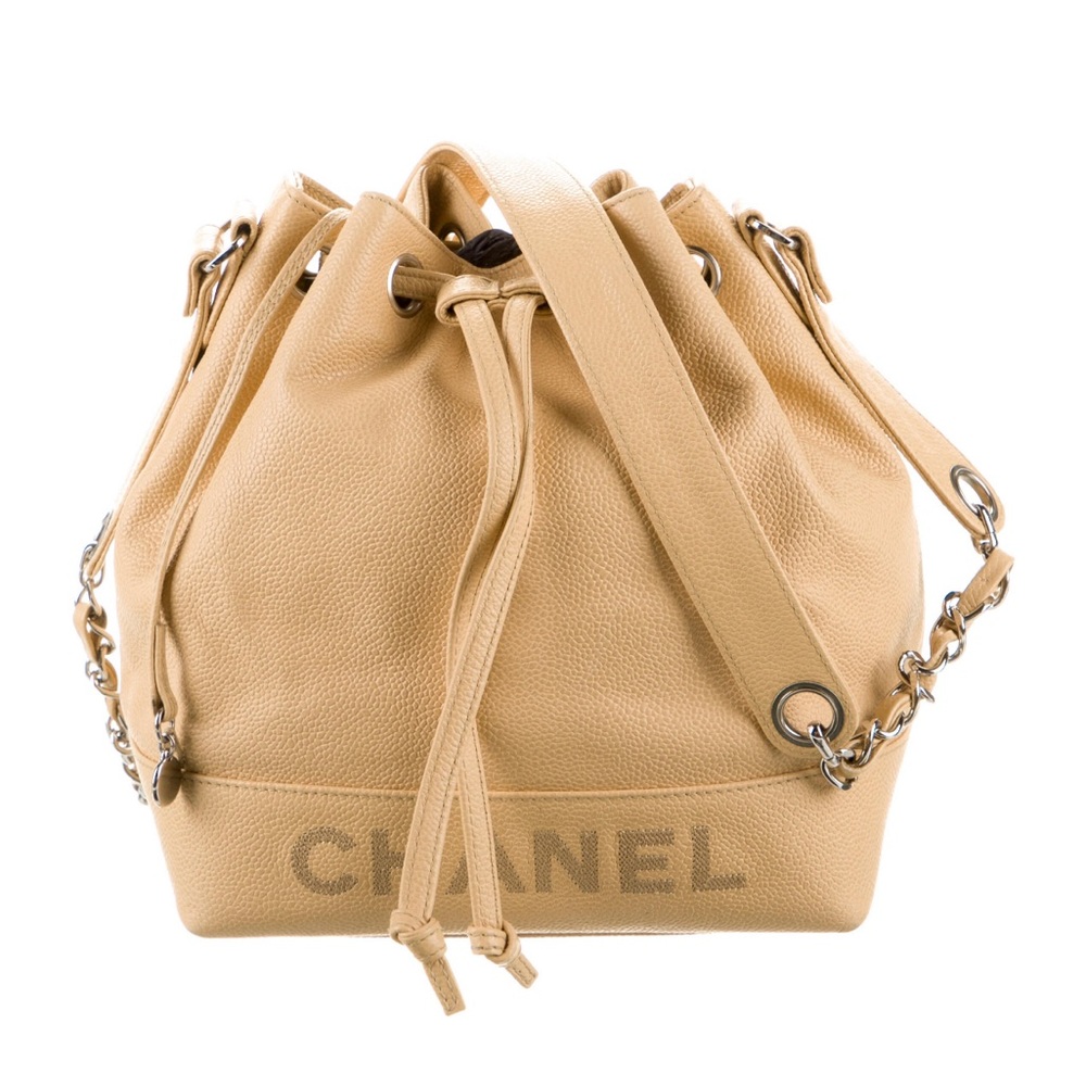 Authentic Chanel caviar drawstring bucket bag